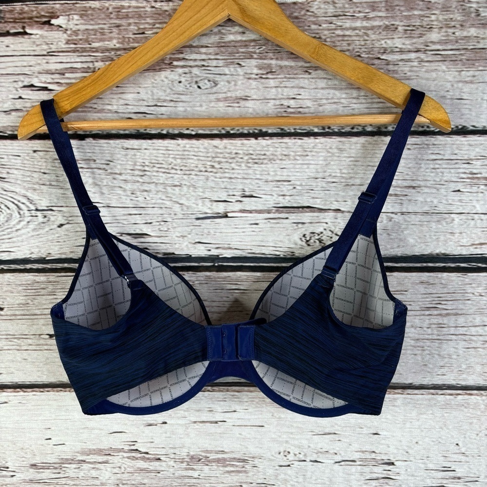 Victoria’s Secret Uplift Semi Demi Bra Size 34DDD Dark Blue Heather Underwire - Picture 3 of 13